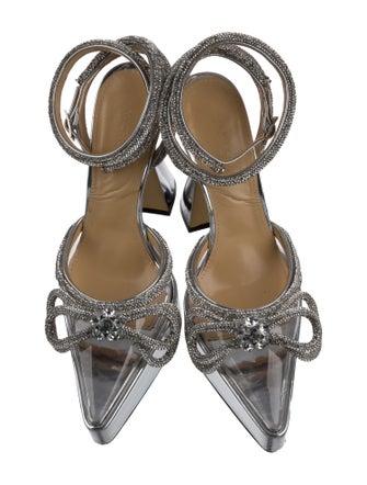 Mach & Mach Patent Leather Bow Accents Slingback Pumps
