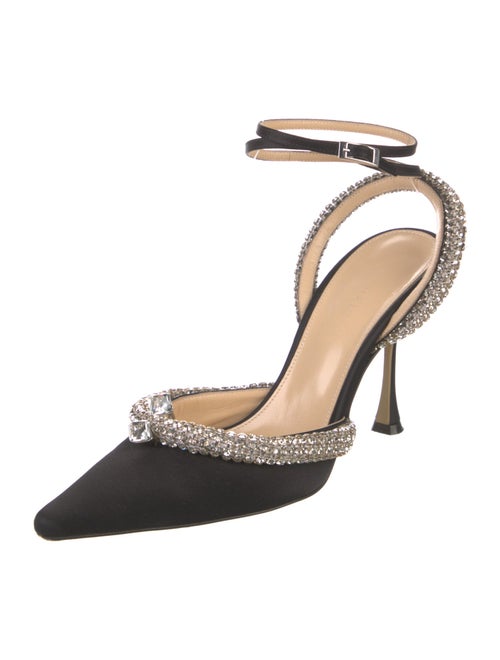 Mach & Mach Satin Bow Accents Slingback Pumps