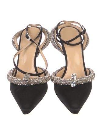 Mach & Mach Satin Bow Accents Slingback Pumps