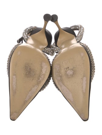 Mach & Mach Satin Bow Accents Slingback Pumps