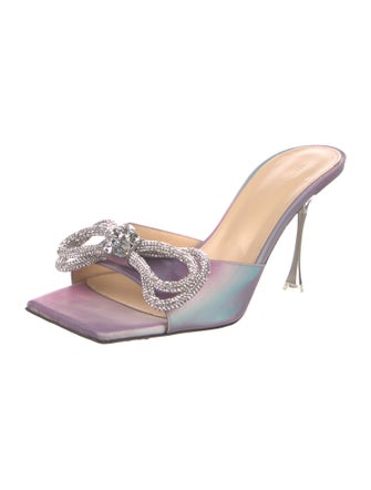 Mach & Mach Patent Leather Bow Accents Slides