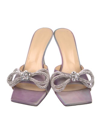 Mach & Mach Patent Leather Bow Accents Slides