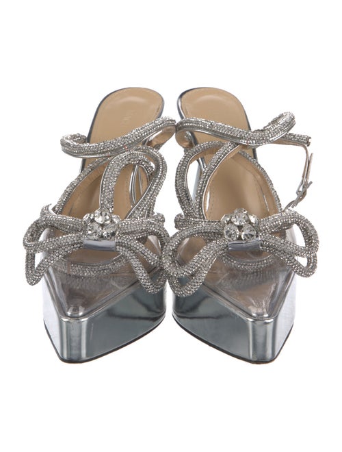 Mach & Mach Leather Bow Accents Slingback Pumps