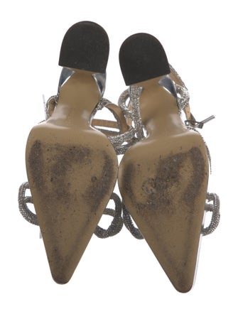 Mach & Mach Leather Bow Accents Slingback Pumps