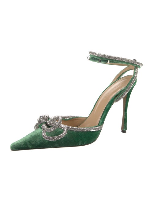 Mach & Mach Satin Bow Accents Slingback Pumps