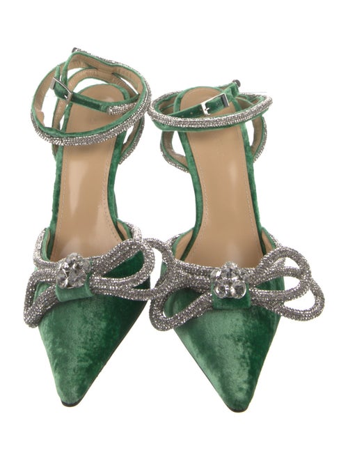 Mach & Mach Satin Bow Accents Slingback Pumps