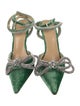Mach & Mach Satin Bow Accents Slingback Pumps