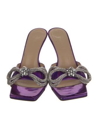 Mach & Mach Patent Leather Bow Accents Slides