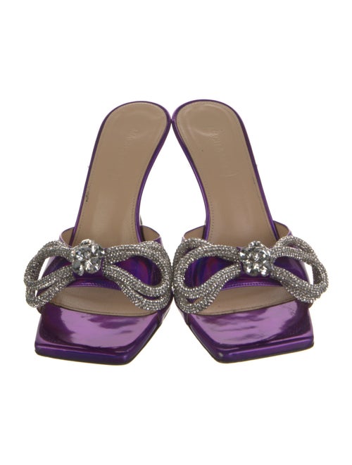 Mach & Mach Patent Leather Bow Accents Slides