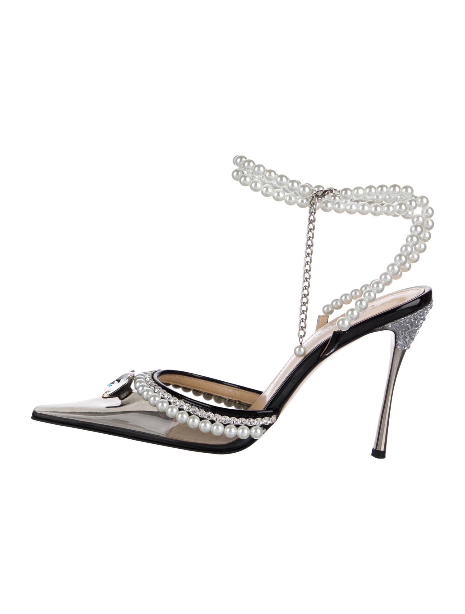 Mach & Mach PVC Crystal Embellishments Slingback Pumps