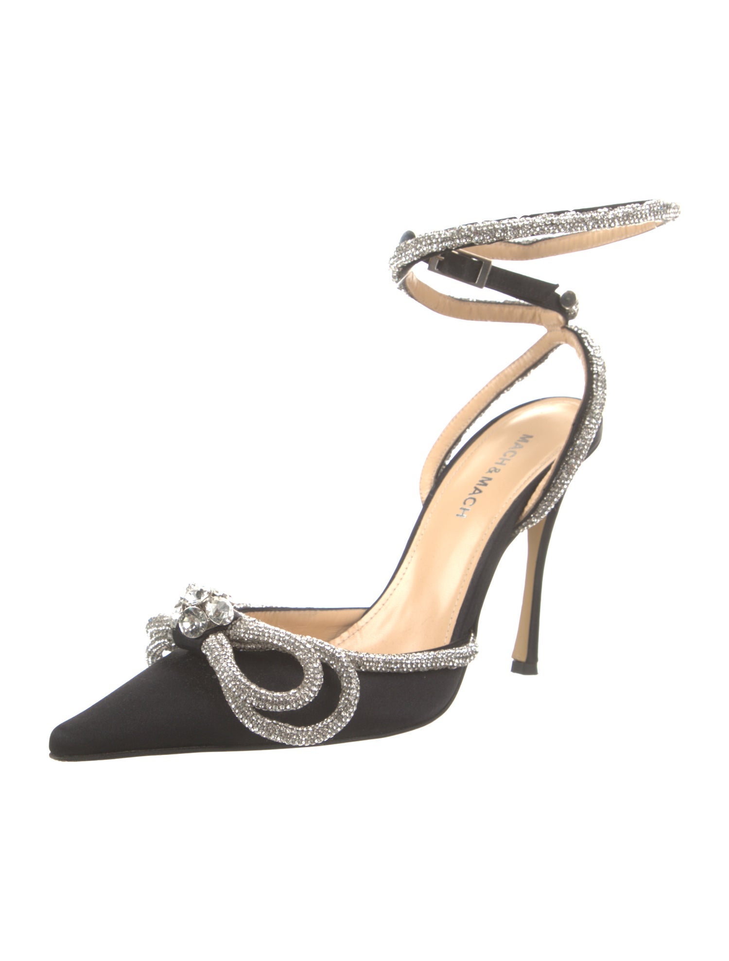 Mach & Mach Satin Bow Accents Slingback Pumps
