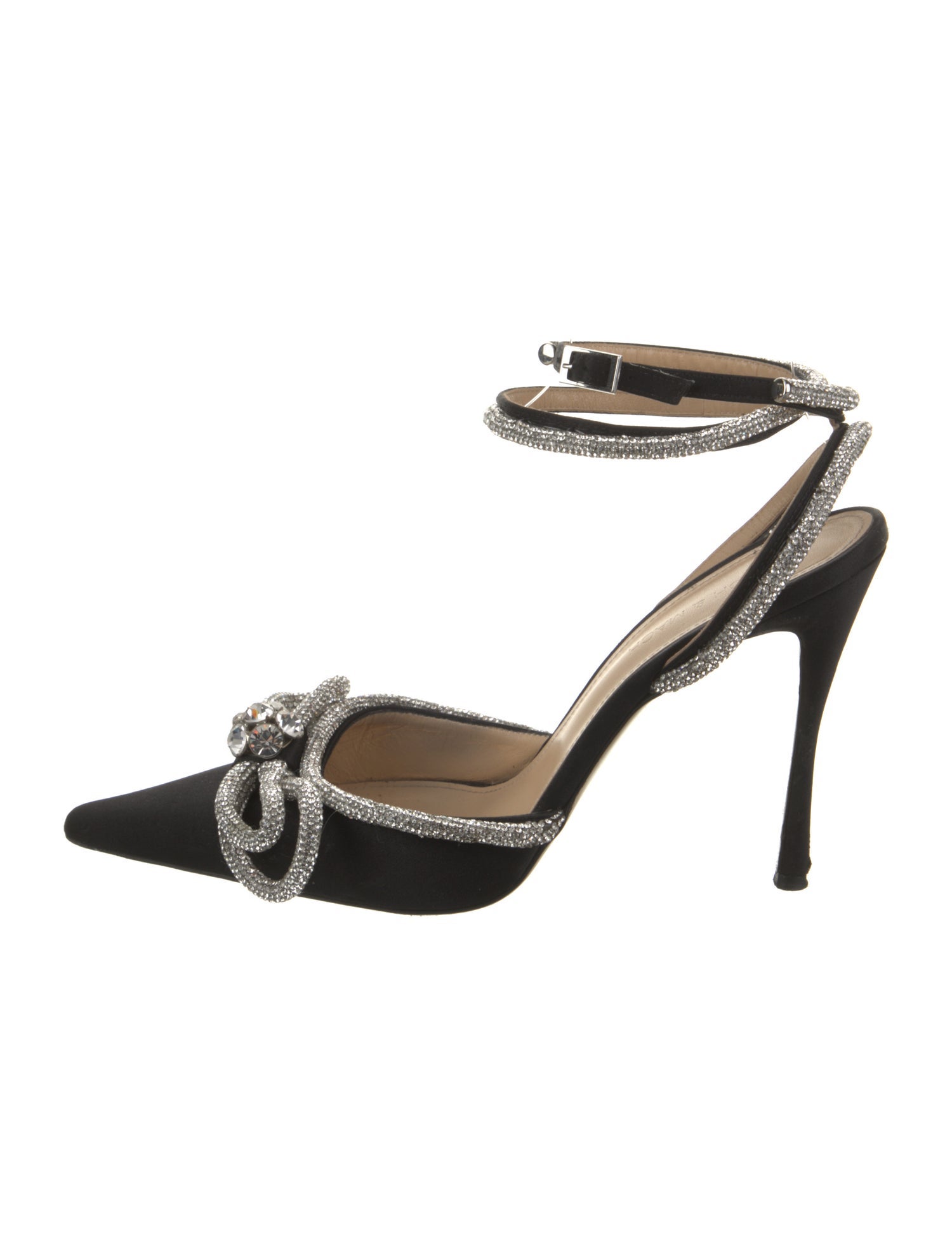 Mach & Mach Satin Crystal Embellishments Pumps