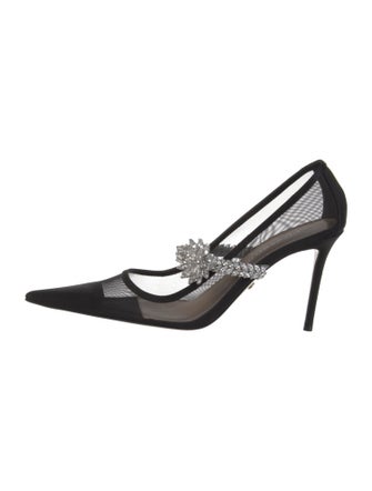 Mach & Mach Satin Mesh Accents Slingback Pumps