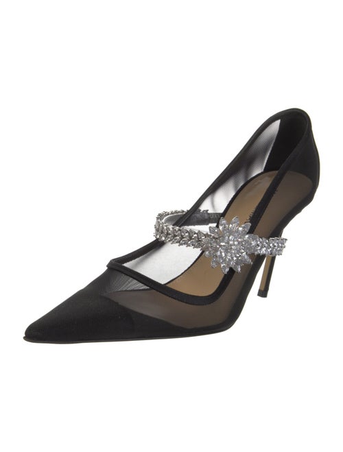 Mach & Mach Satin Mesh Accents Slingback Pumps