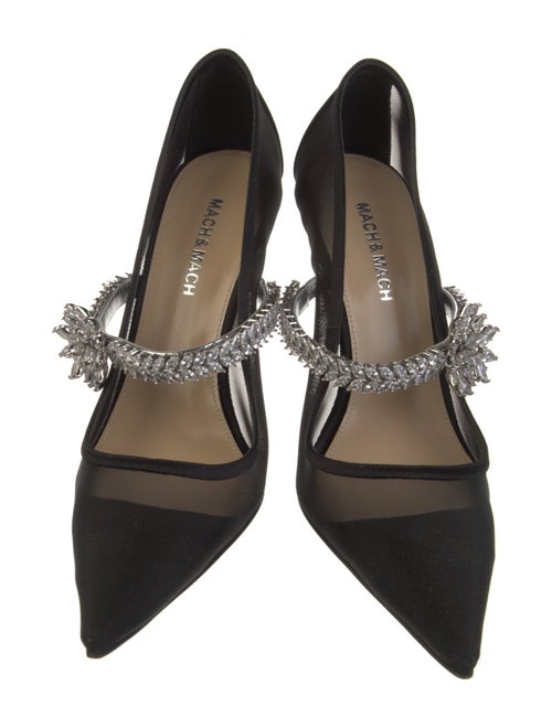 Mach & Mach Satin Mesh Accents Slingback Pumps