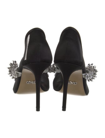 Mach & Mach Satin Mesh Accents Slingback Pumps