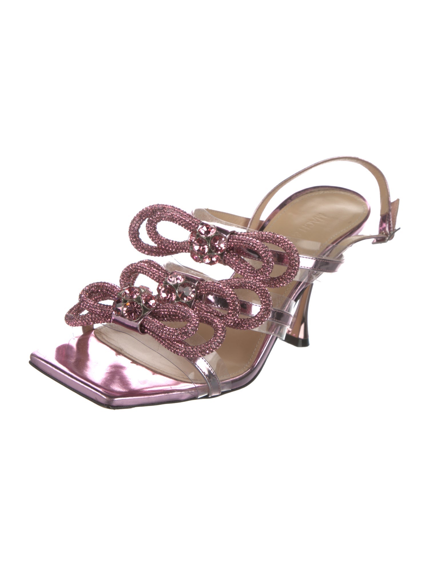 Mach & Mach Patent Leather Bow Accents Slingback Sandals