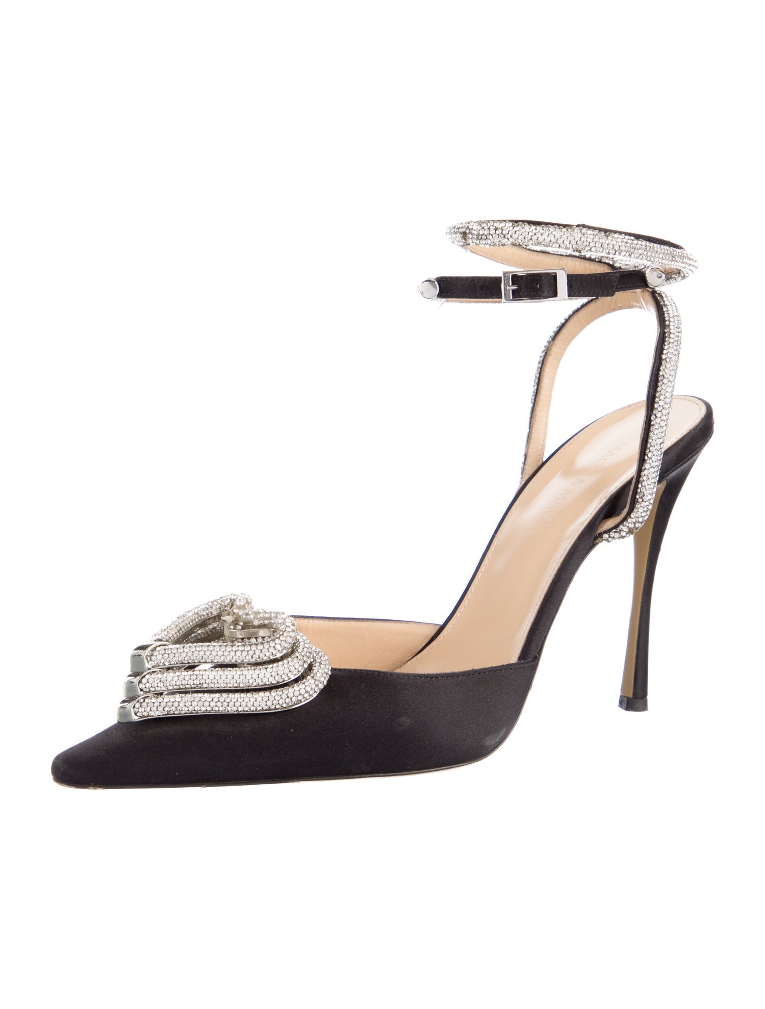 Mach & Mach Satin Crystal Embellishments Slingback Pumps