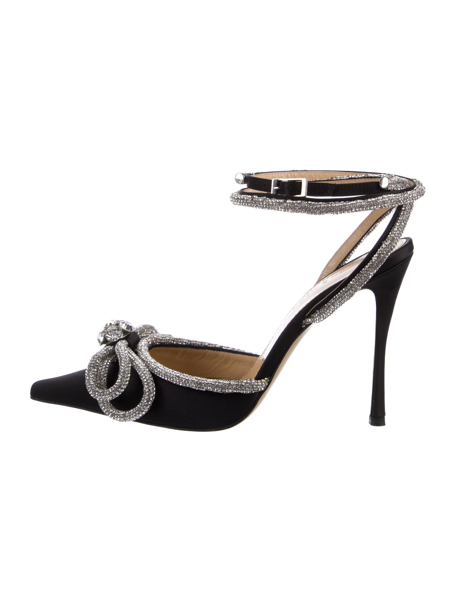 Mach & Mach Satin Bow Accents Slingback Pumps