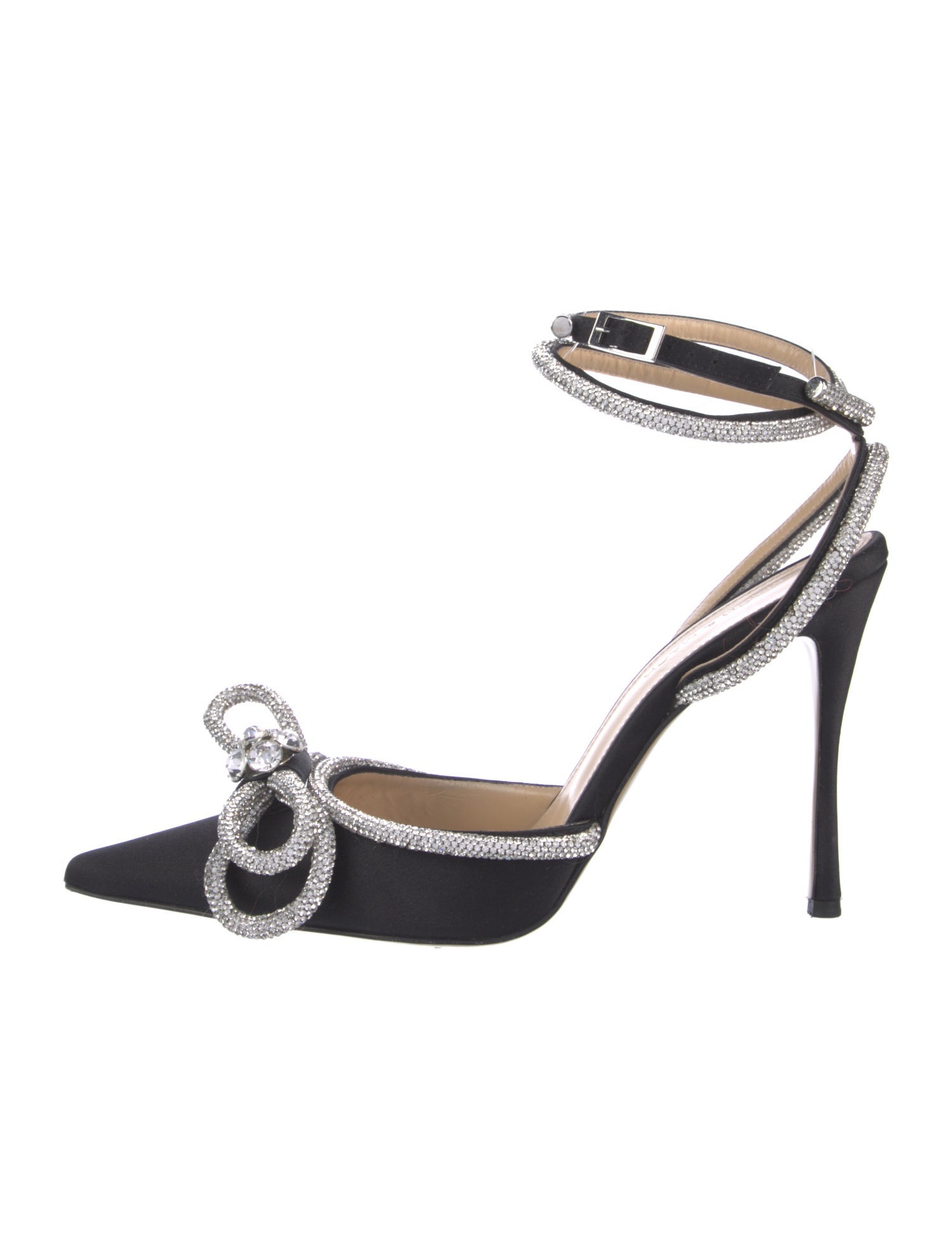 Mach & Mach Satin Bow Accents Slingback Pumps