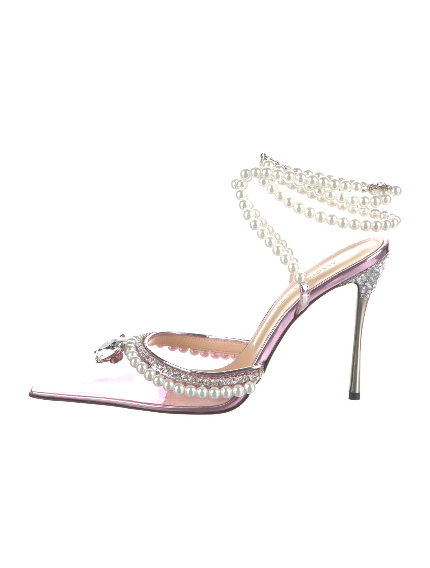 Mach & Mach PVC Crystal Embellishments Slingback Pumps