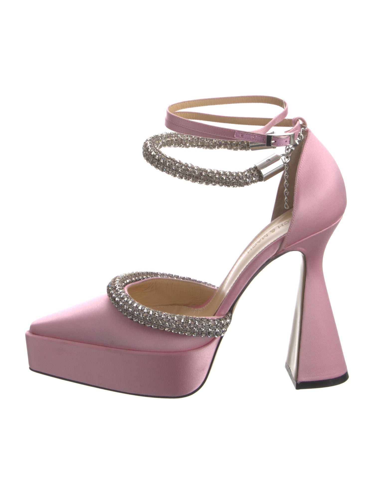 Mach & Mach Satin Bow Accents D'Orsay Pumps