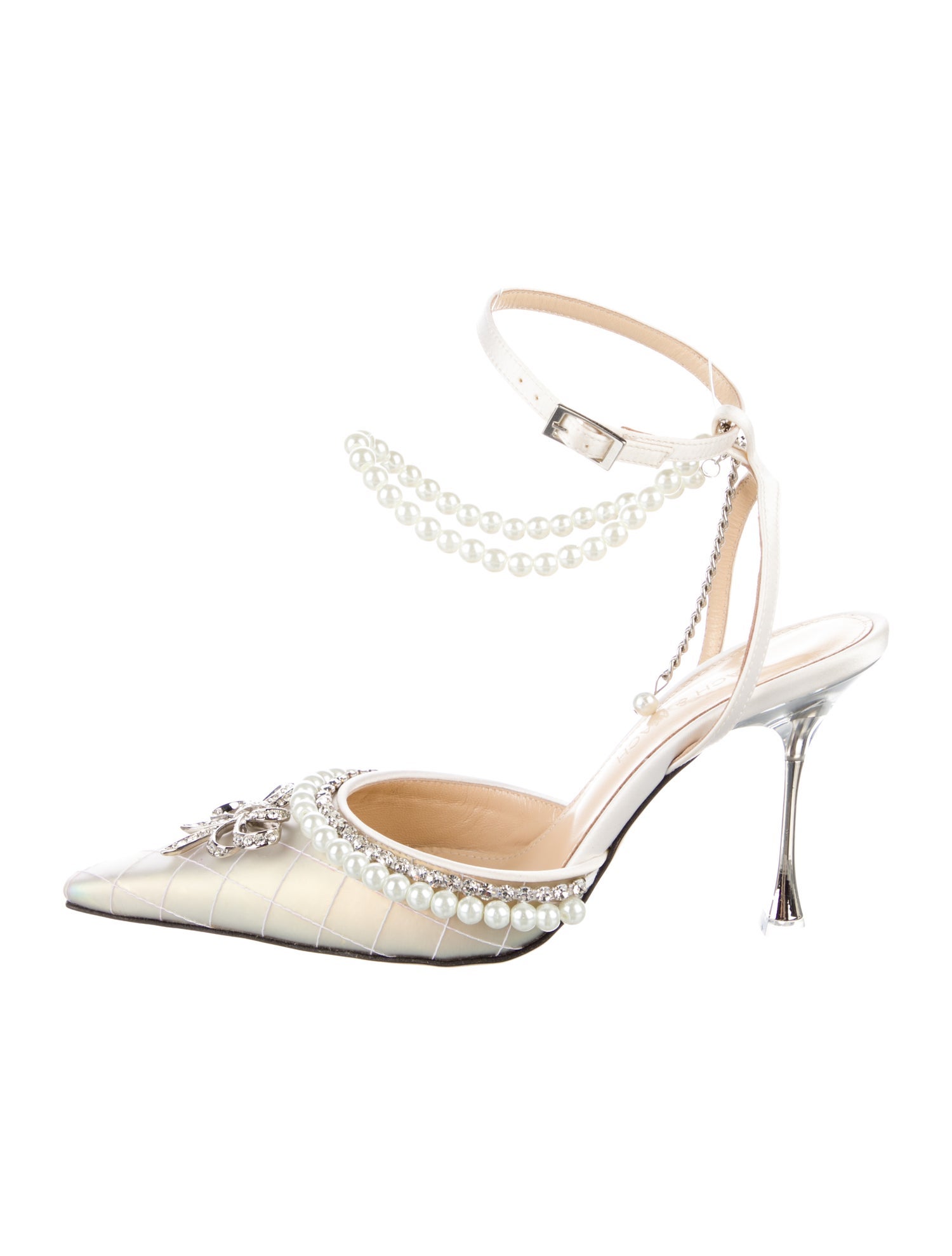 Mach & Mach Satin Bow Accents Pumps