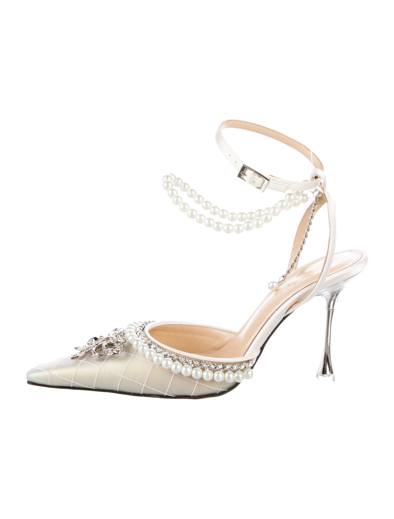 Mach & Mach Satin Bow Accents Pumps