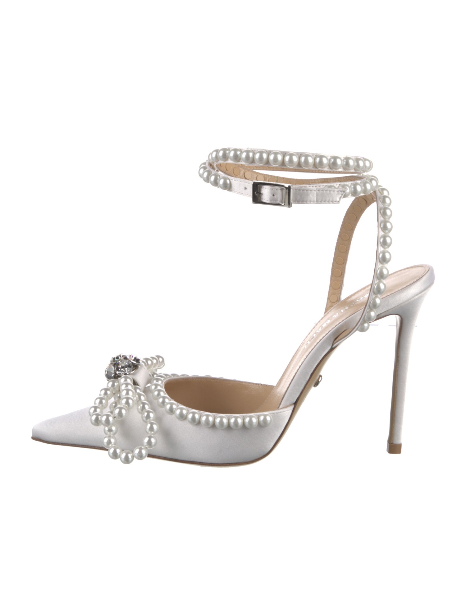 Mach & Mach Satin Crystal Embellishments D'Orsay Pumps