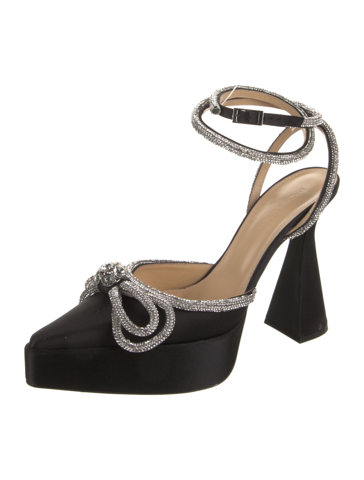 Mach & Mach Satin Bow Accents D'Orsay Pumps