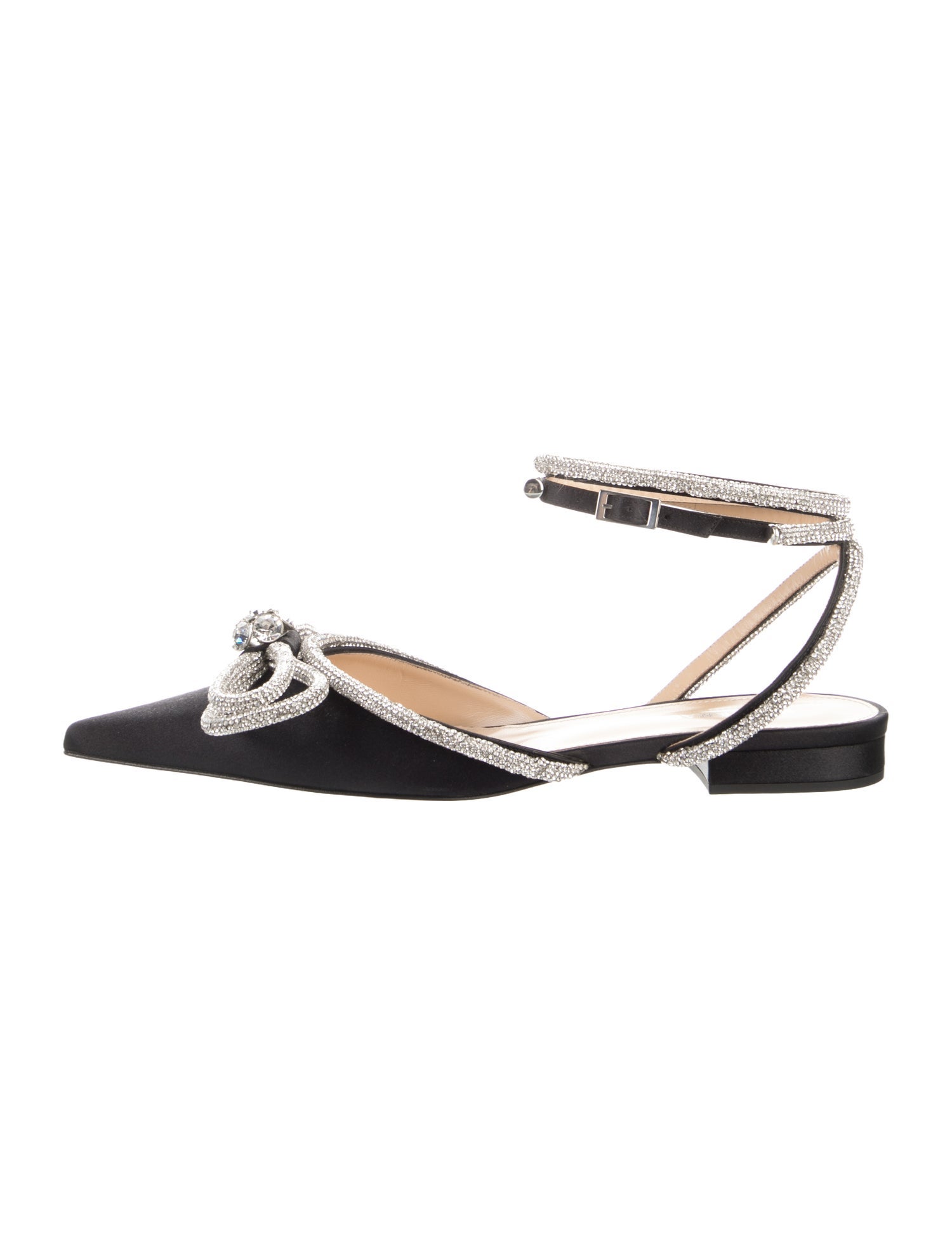 Mach & Mach Satin Patterned Slingback Flats