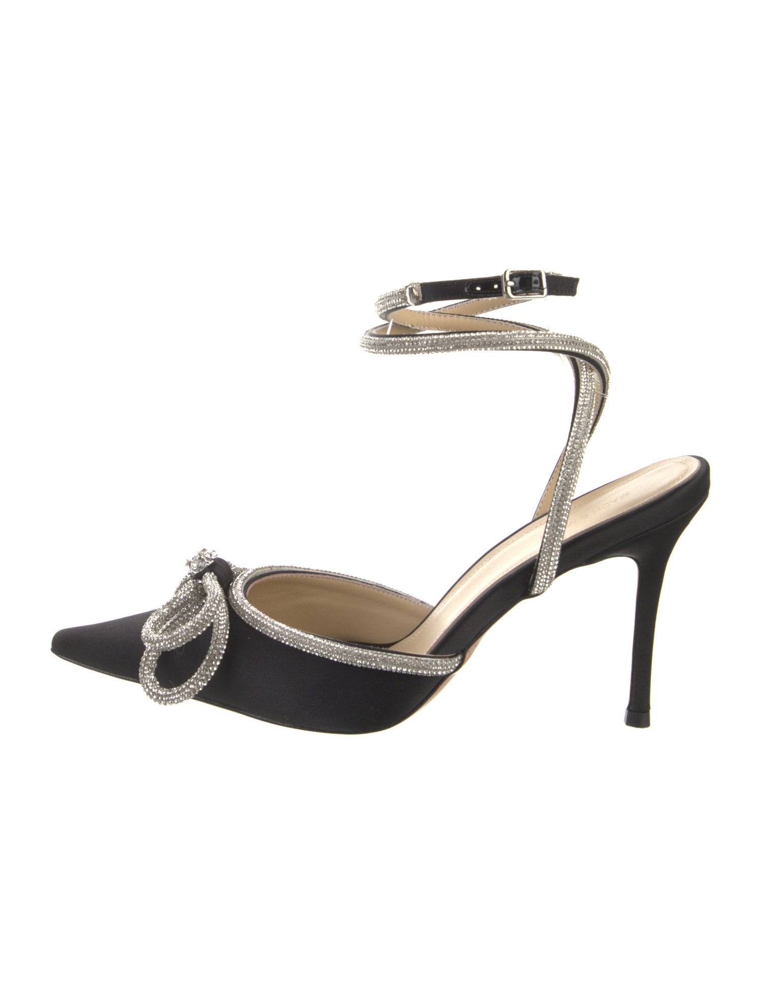 Mach & Mach Satin Crystal Embellishments D'Orsay Pumps