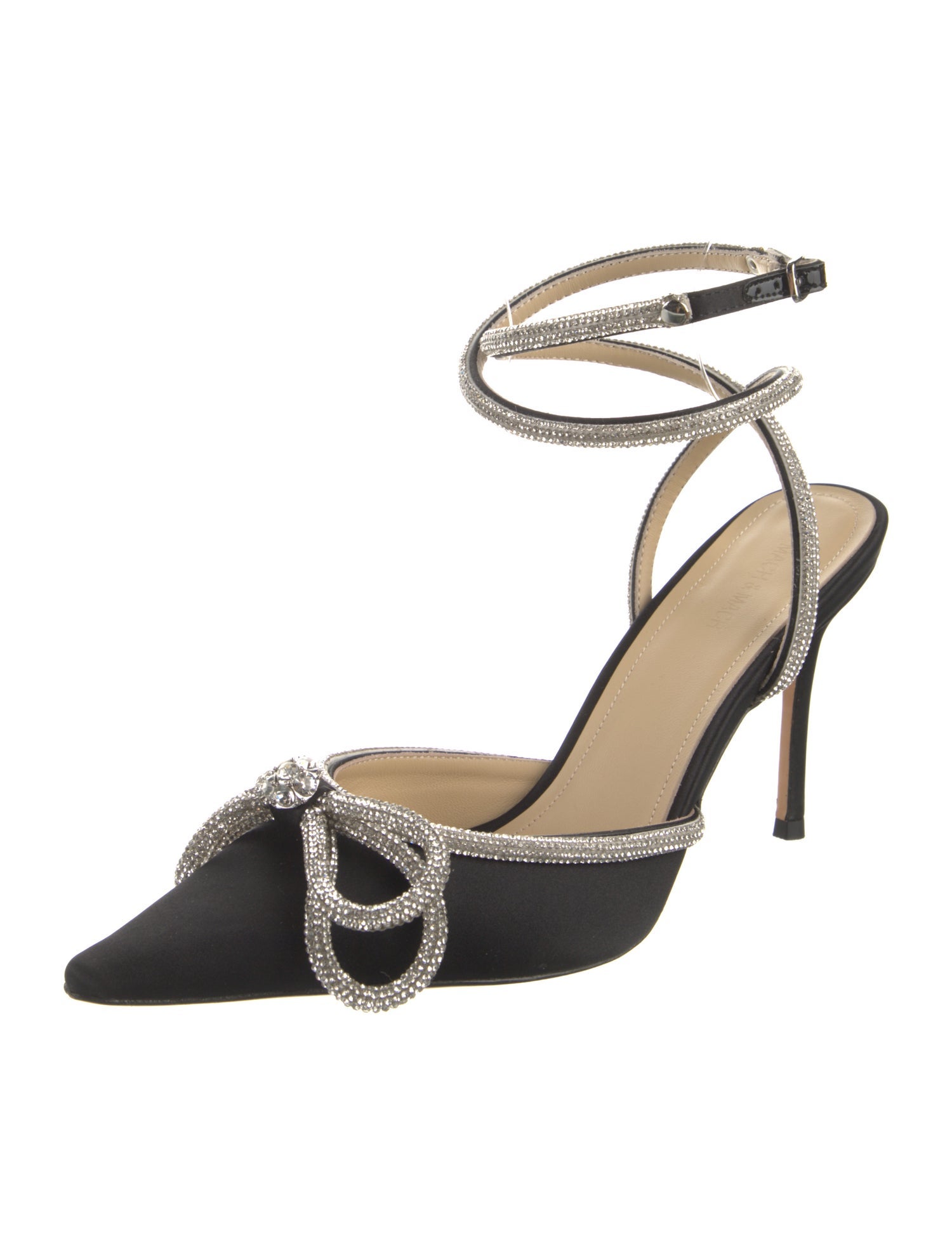 Mach & Mach Satin Crystal Embellishments D'Orsay Pumps