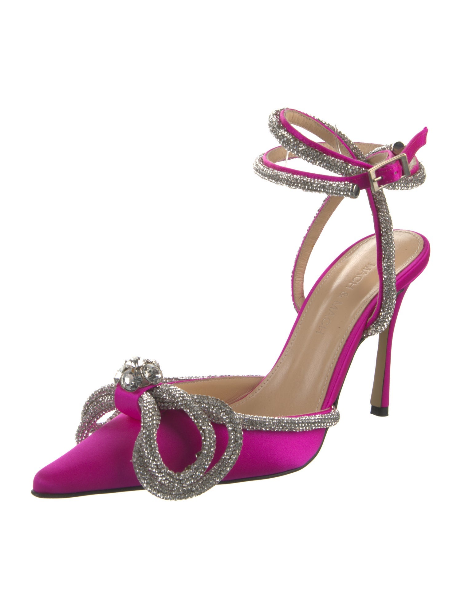 Mach & Mach Satin Bow Accents Slingback Pumps