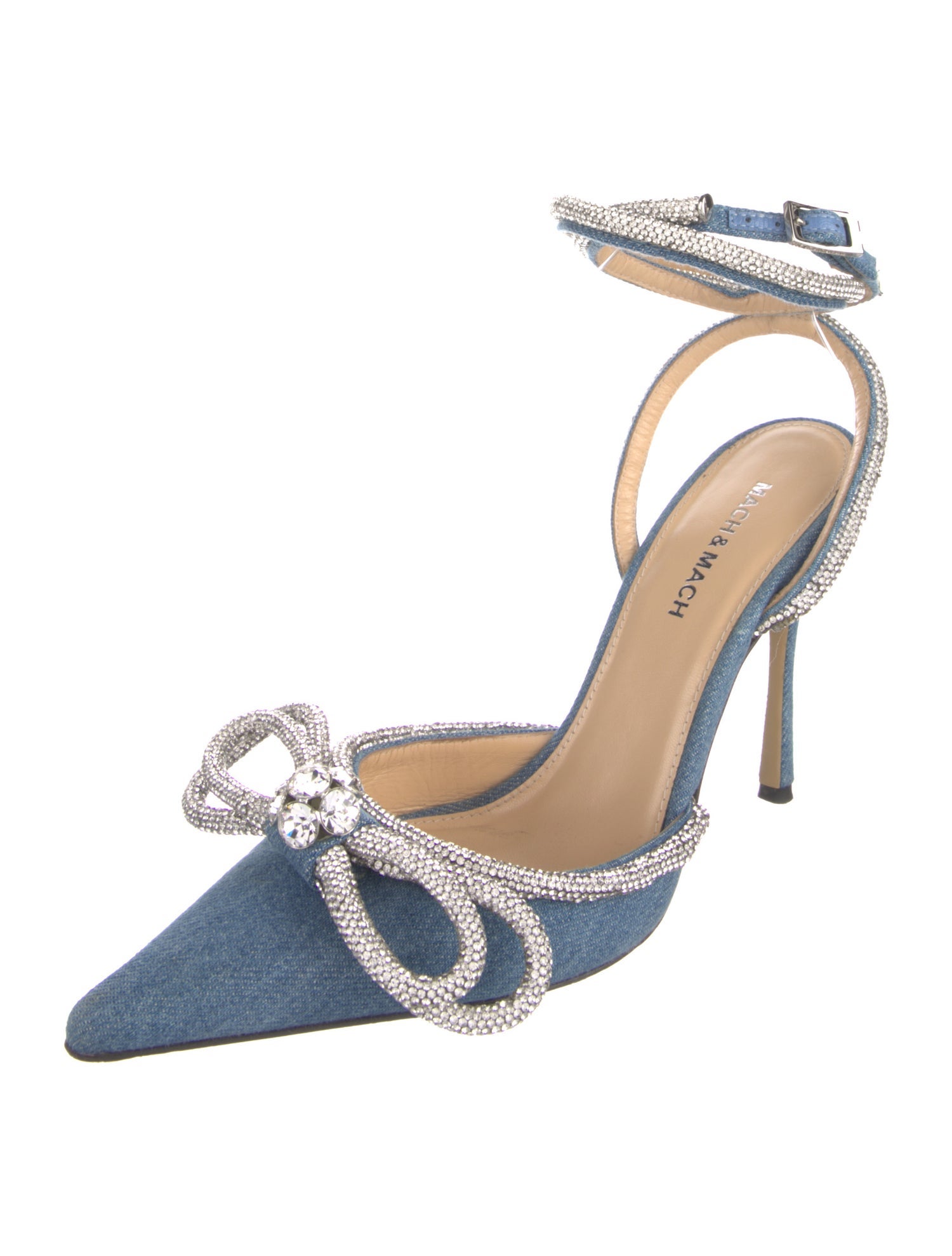 Mach & Mach Denim Colorblock Pattern D'Orsay Pumps