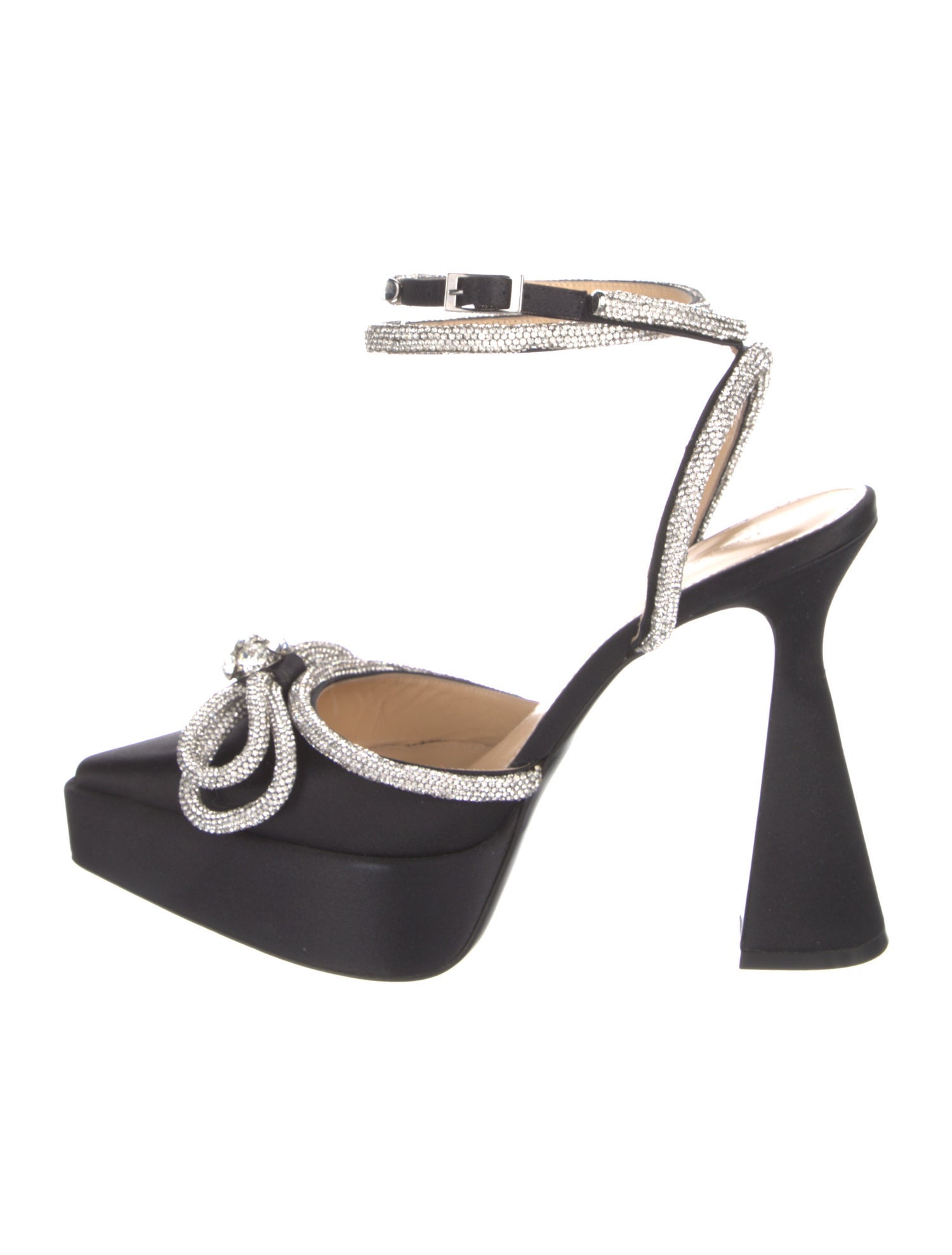 Mach & Mach Satin Bow Accents Slingback Pumps