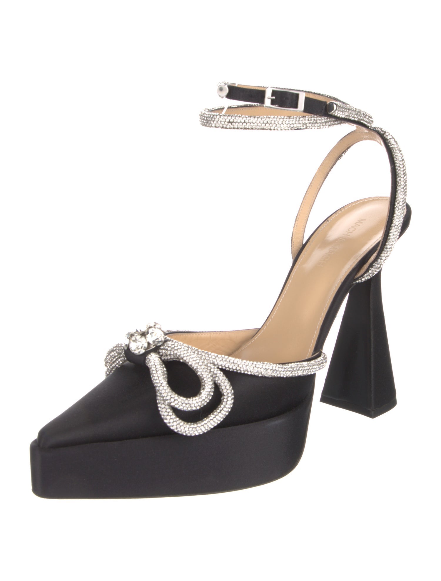 Mach & Mach Satin Bow Accents Slingback Pumps