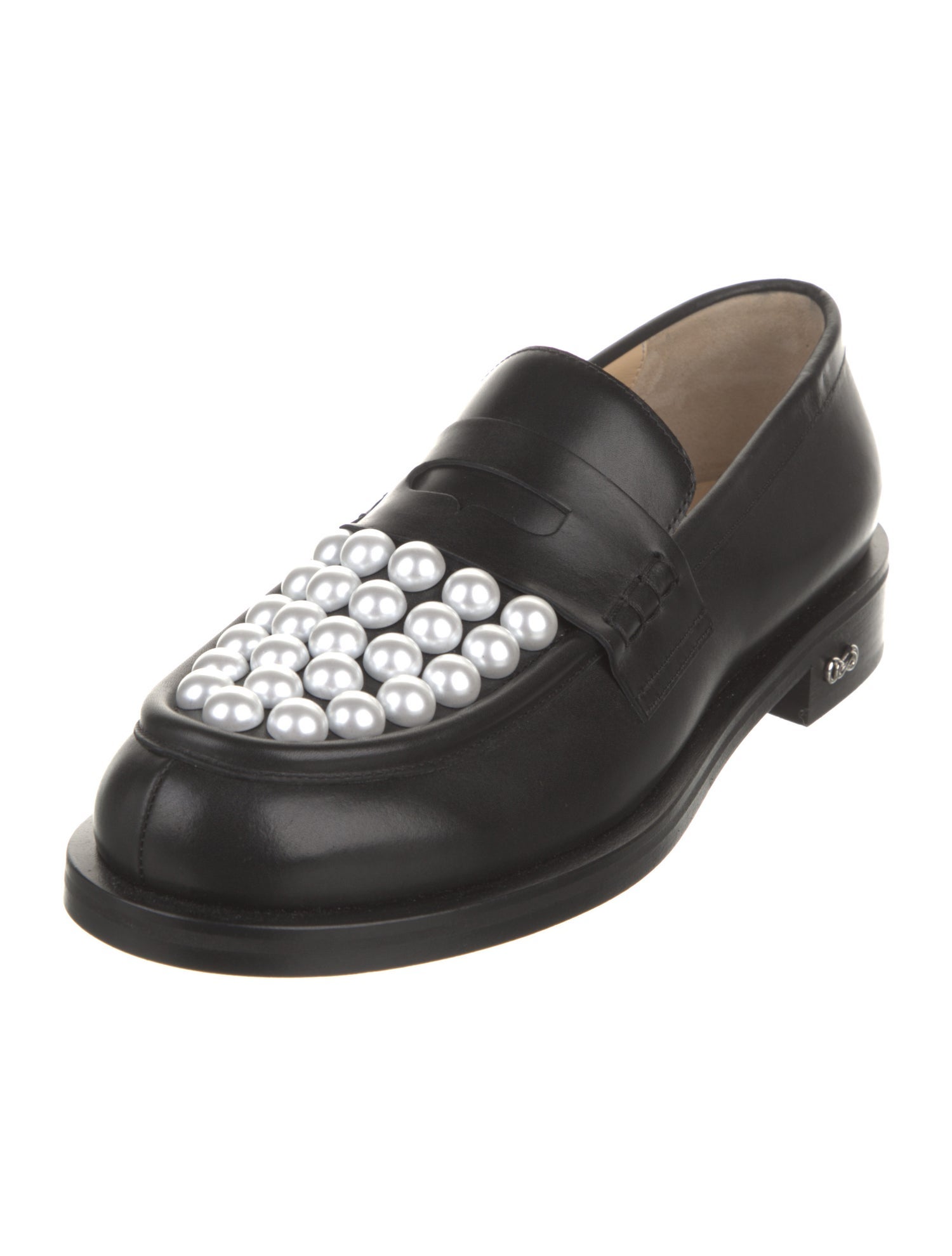 Mach & Mach Leather Beaded Accents Loafers