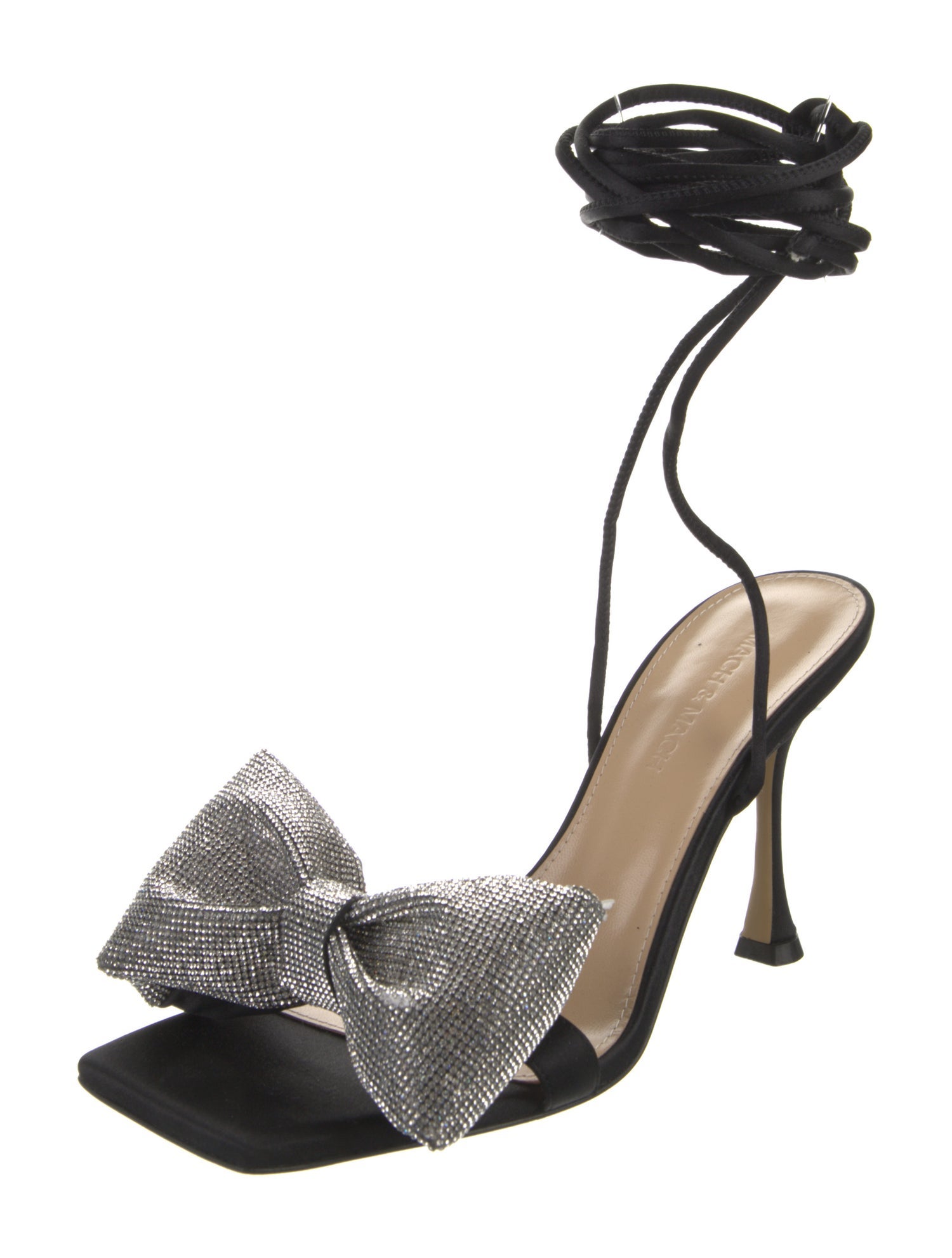 Mach & Mach Satin Crystal Embellishments Sandals