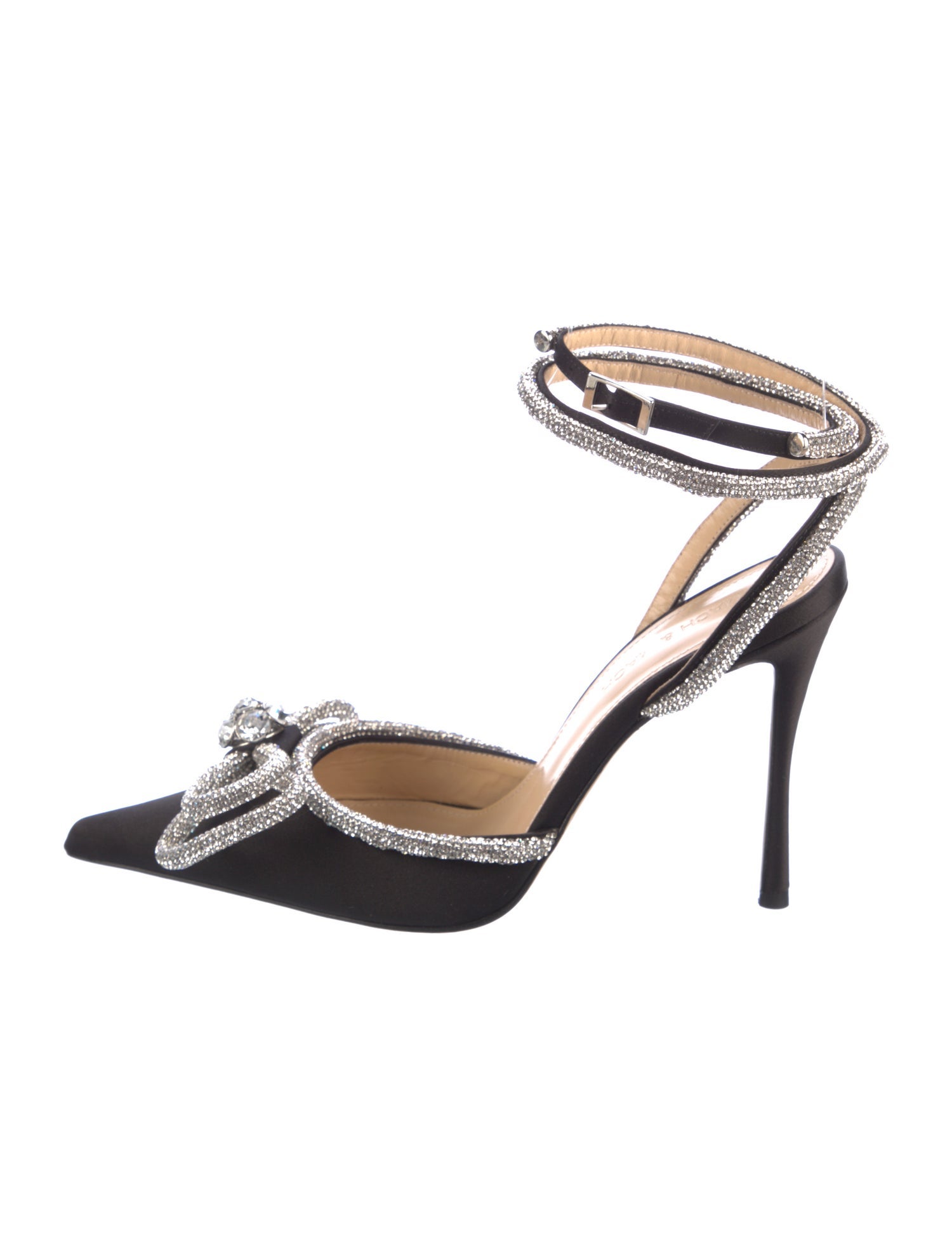 Mach & Mach Satin Patterned Slingback Pumps