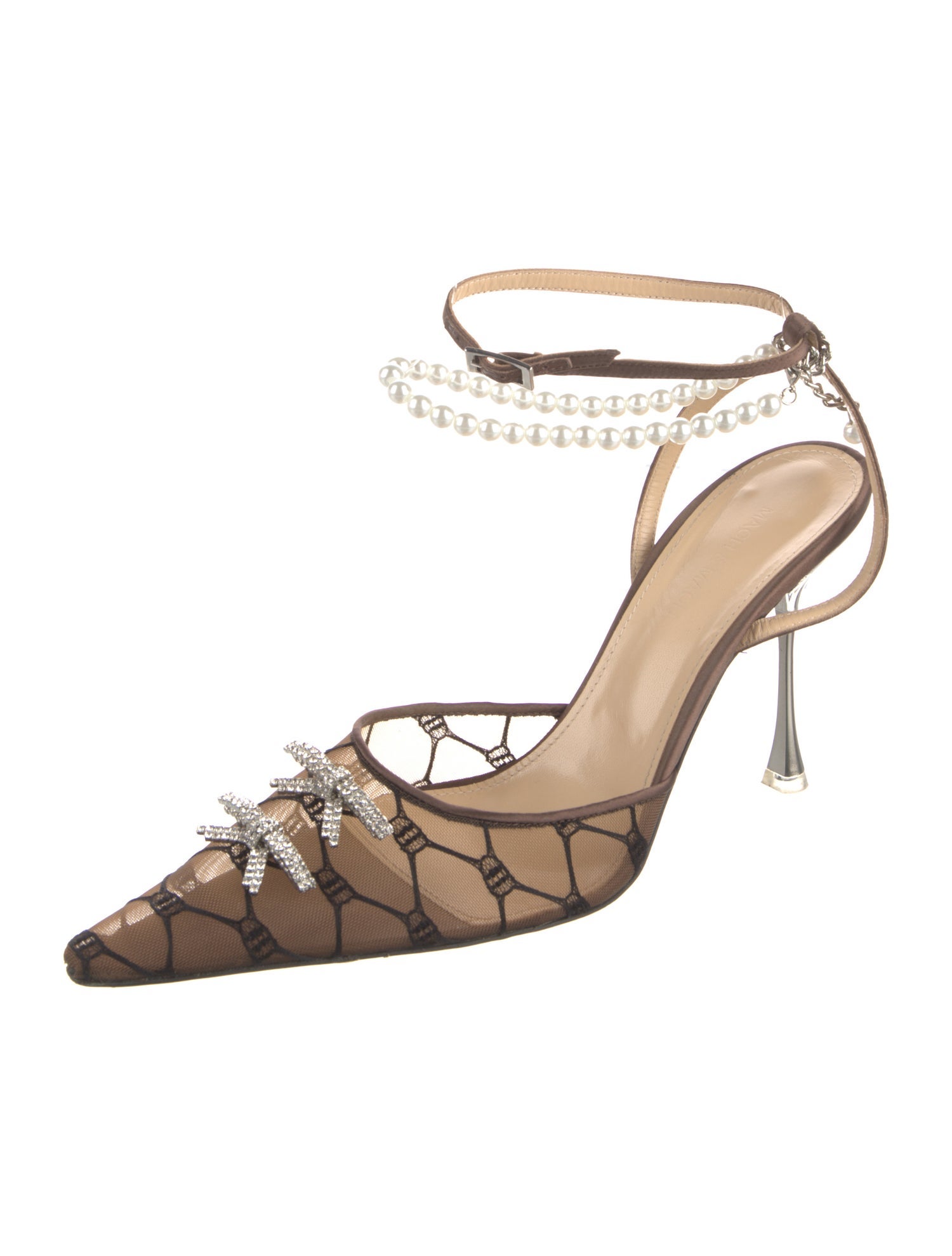 Mach & Mach Mesh Patterned Slingback Pumps