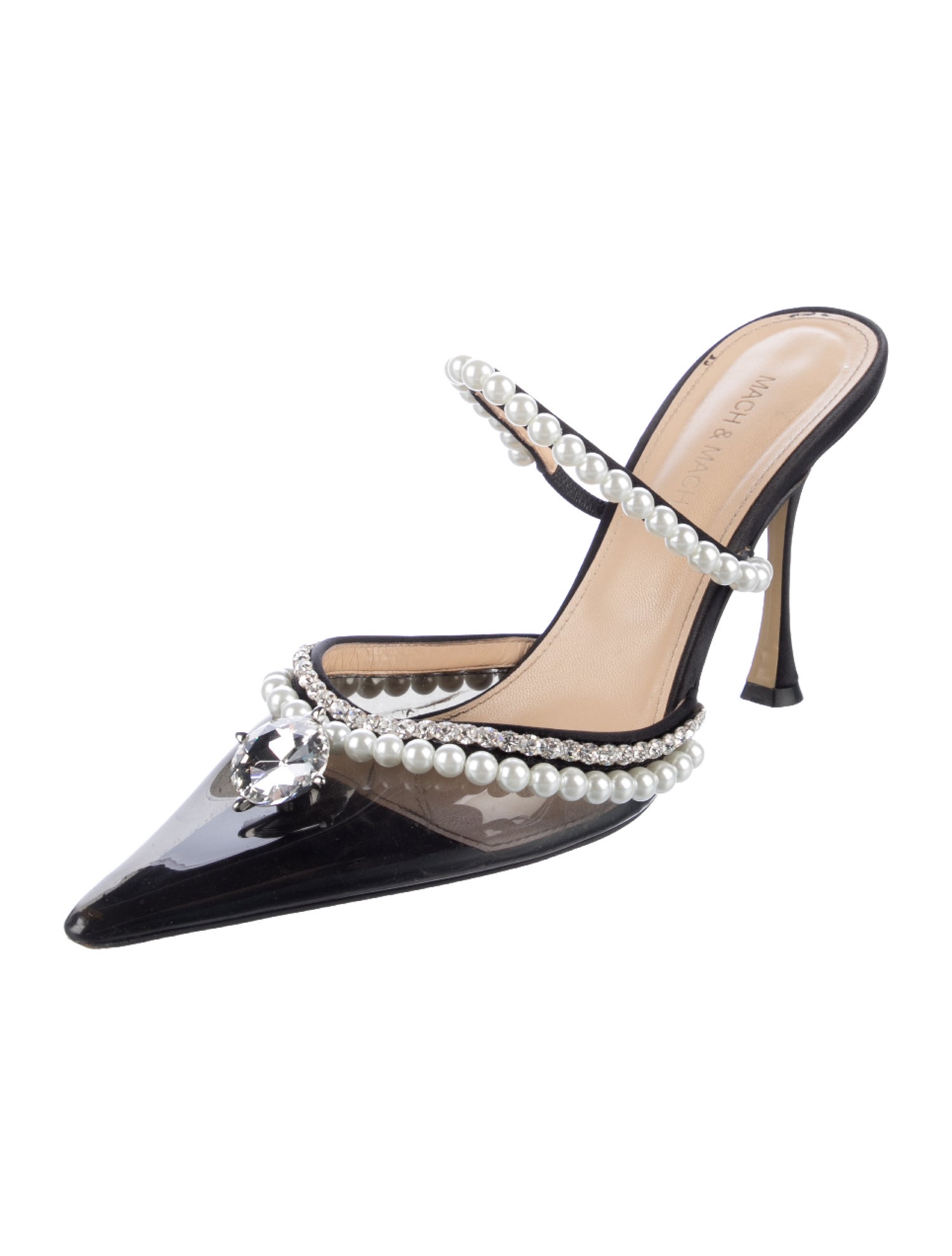 Mach & Mach Faux Pearl Accents PVC Mules