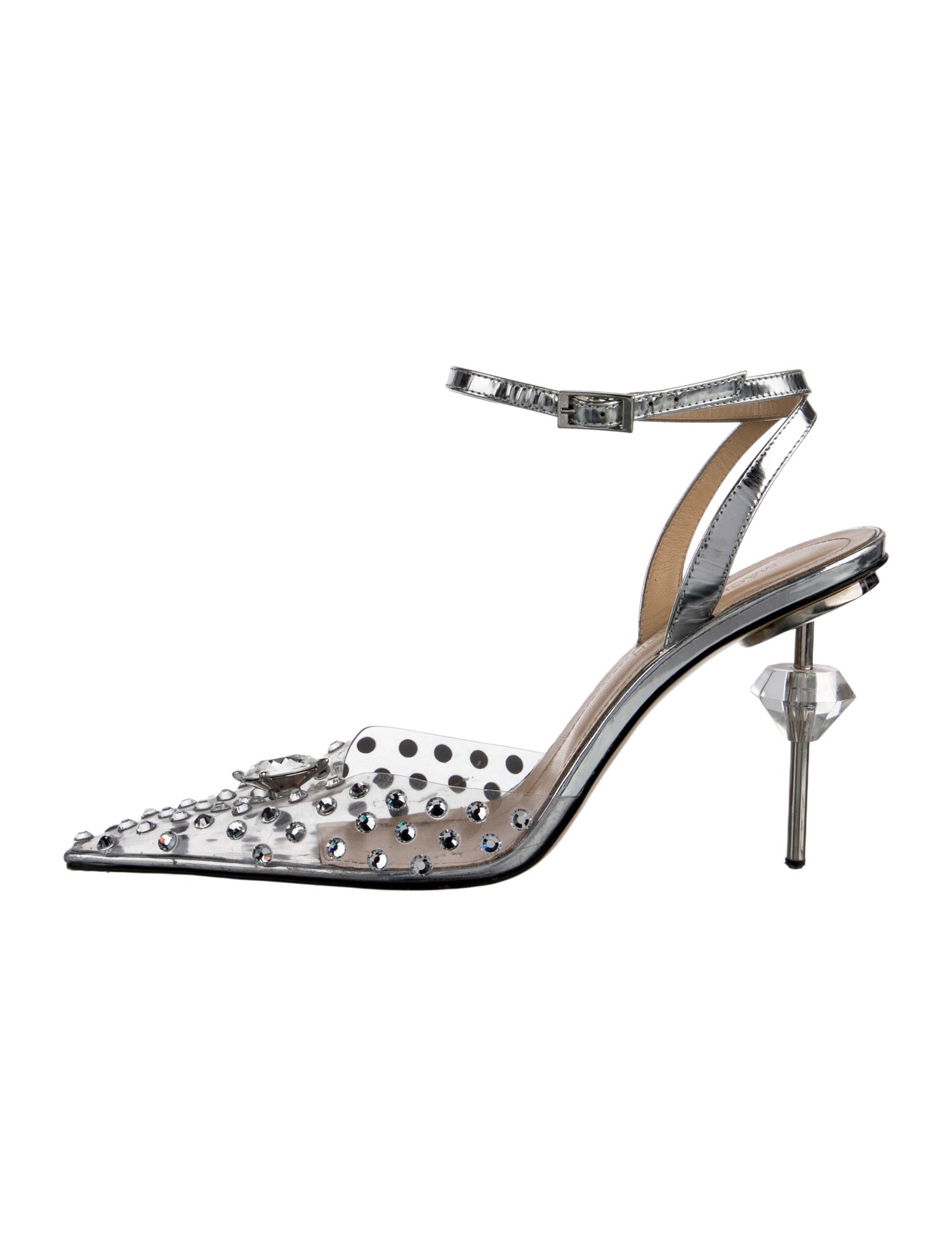 Mach & Mach PVC Crystal Embellishments Slingback Pumps