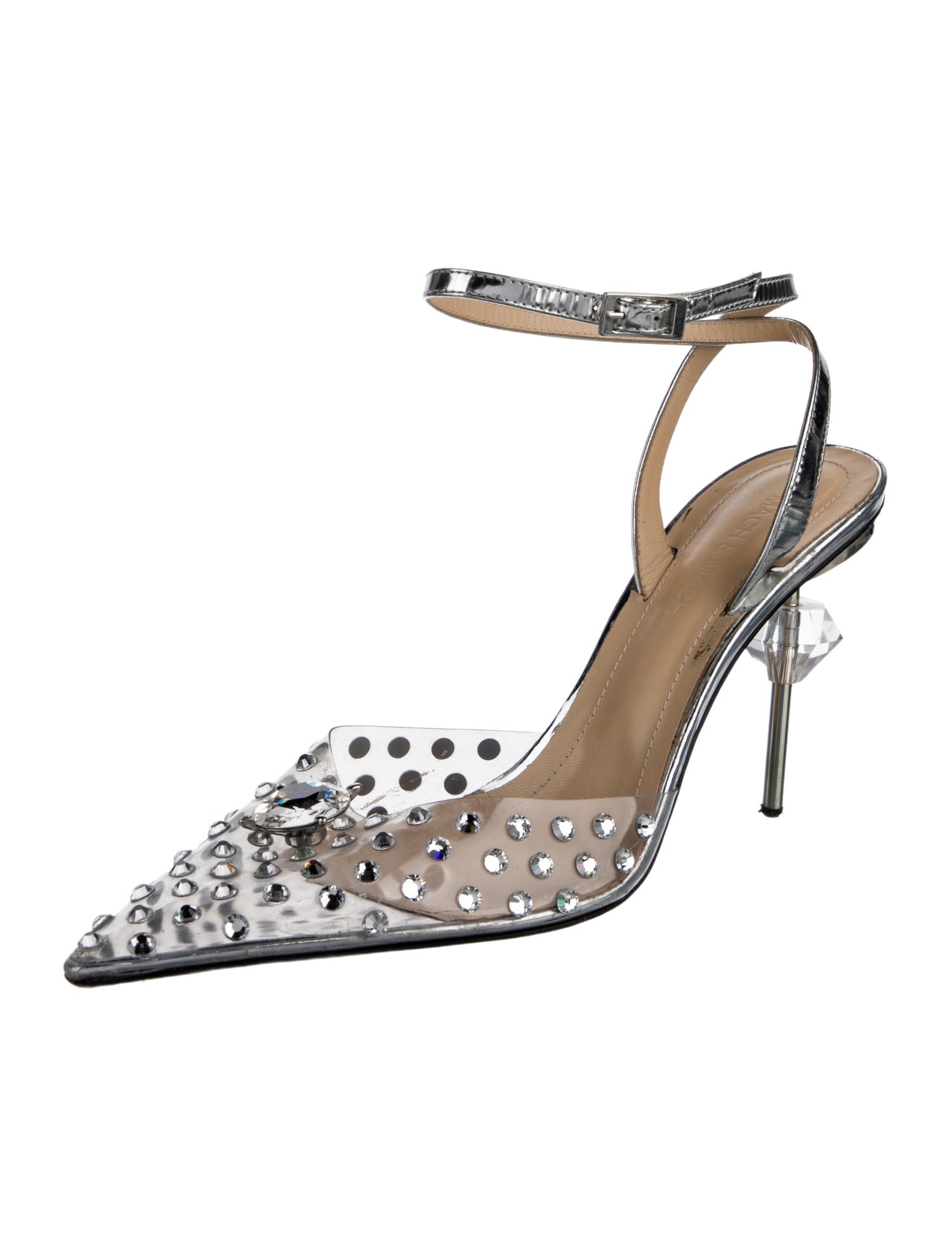 Mach & Mach PVC Crystal Embellishments Slingback Pumps