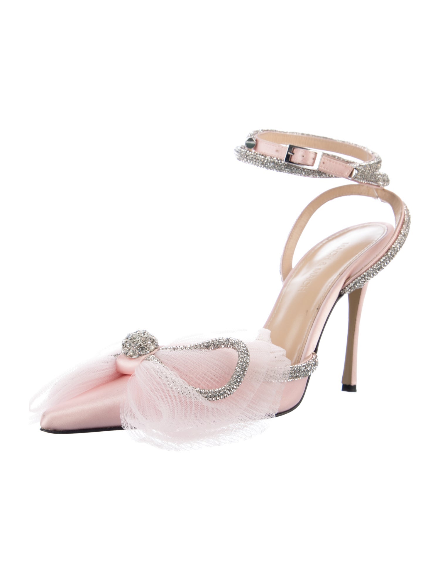 Mach & Mach Satin Mesh Accents Slingback Pumps