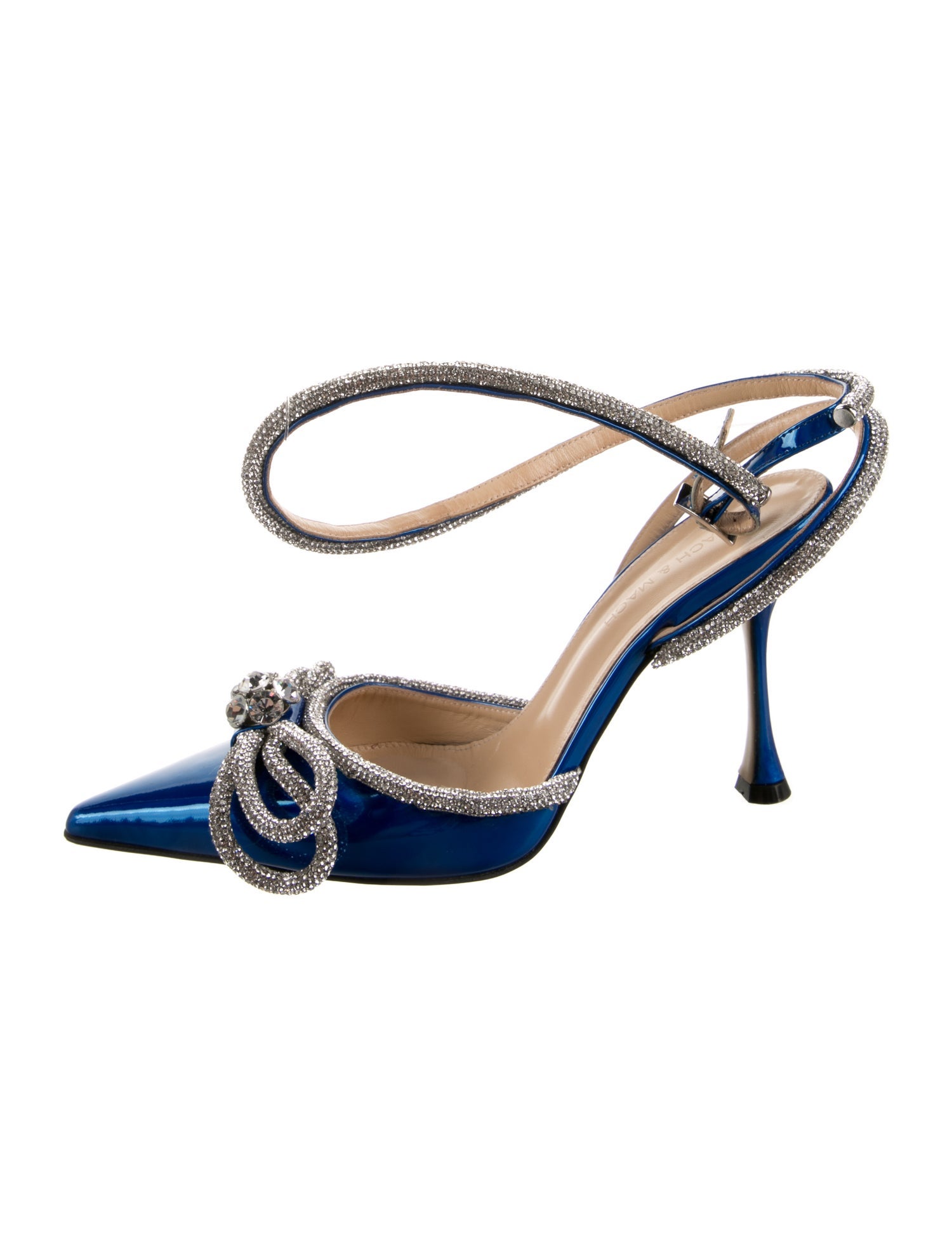 Mach & Mach Patent Leather Patterned Slingback Pumps