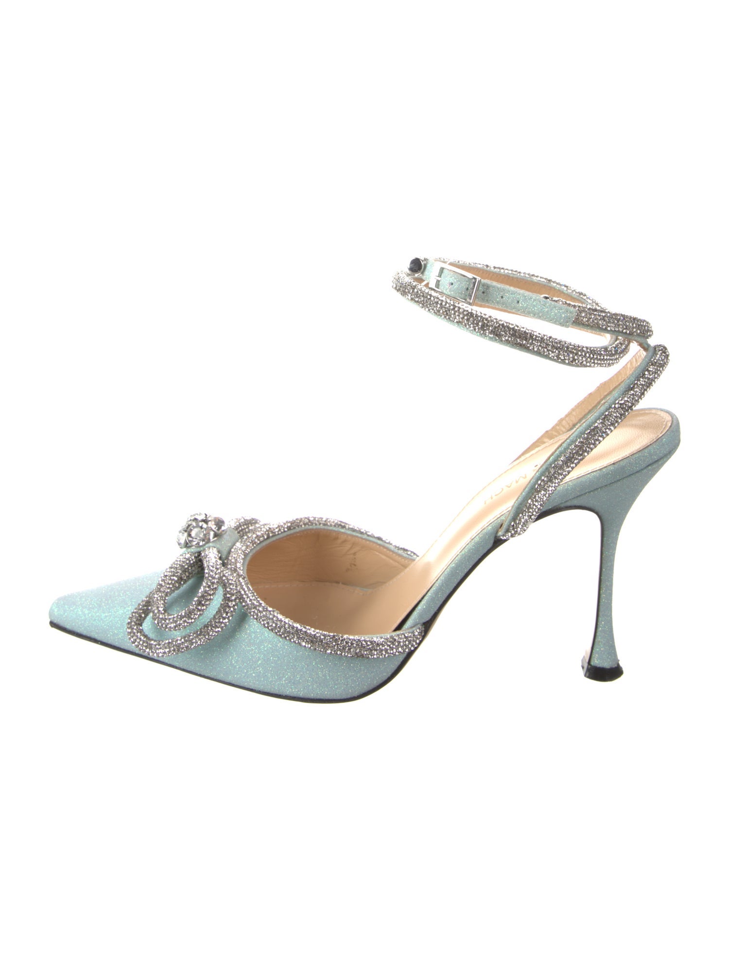 Mach & Mach Glitter Patterned Slingback Pumps
