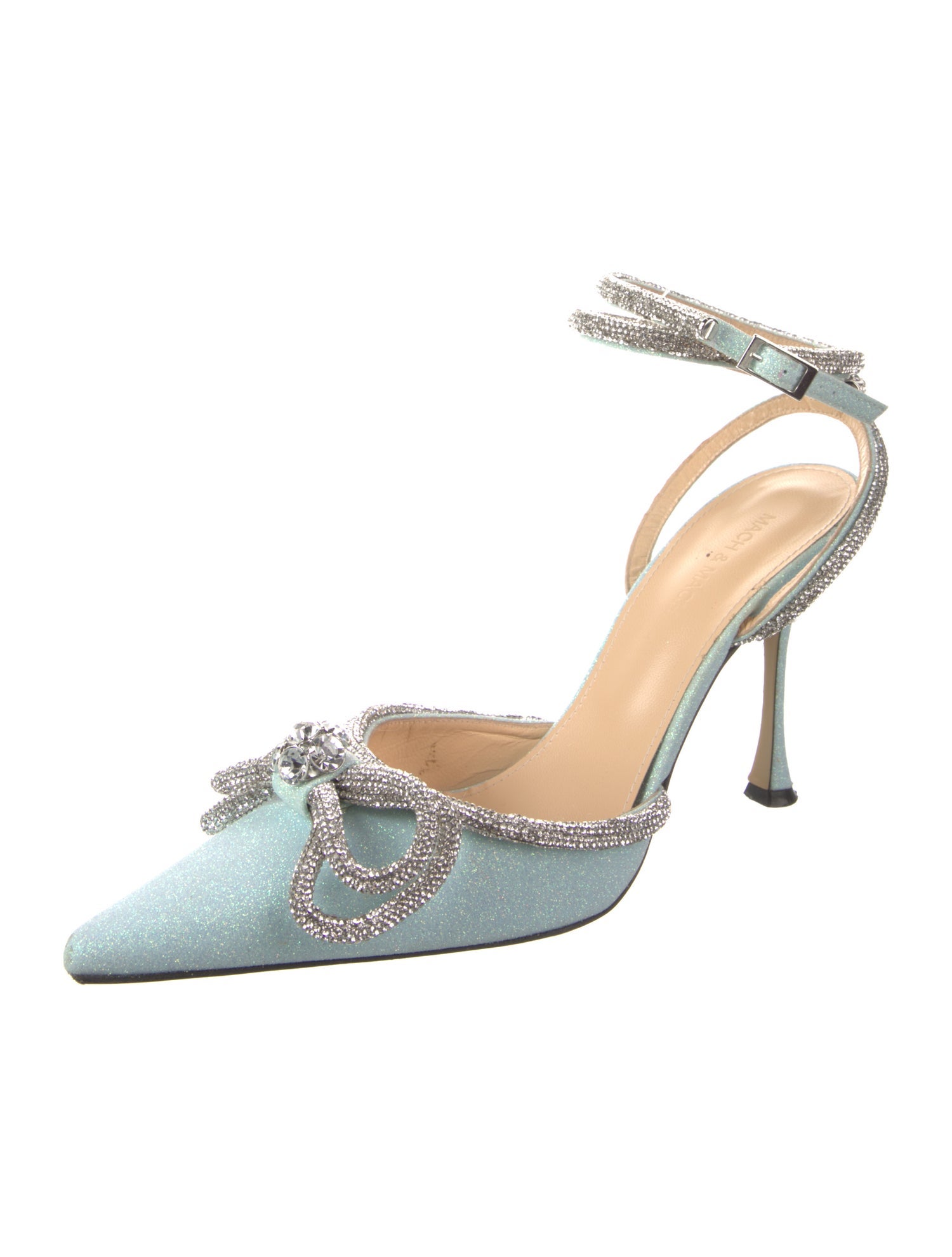 Mach & Mach Glitter Patterned Slingback Pumps