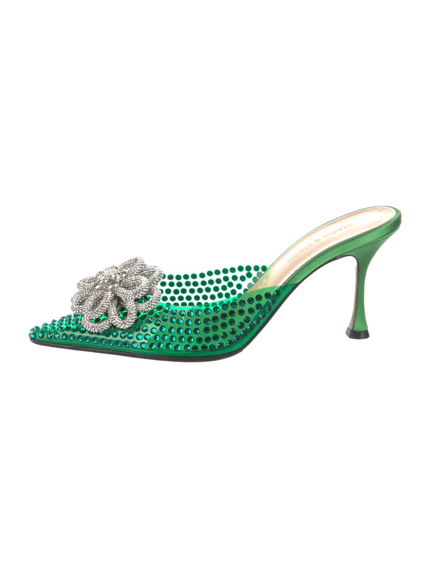 Mach & Mach Satin Crystal Embellishments Mules