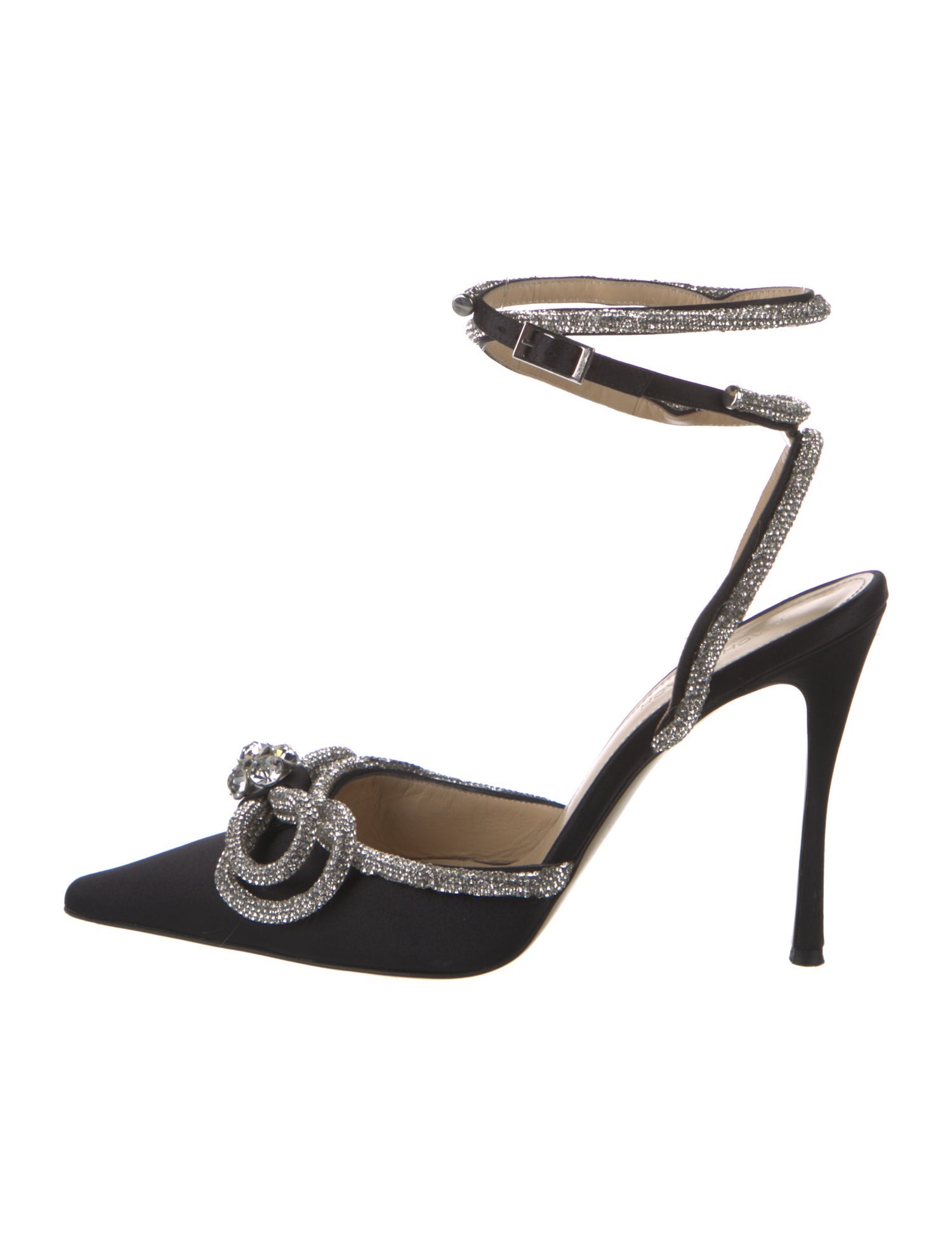 Mach & Mach Satin Bow Accents Slingback Pumps